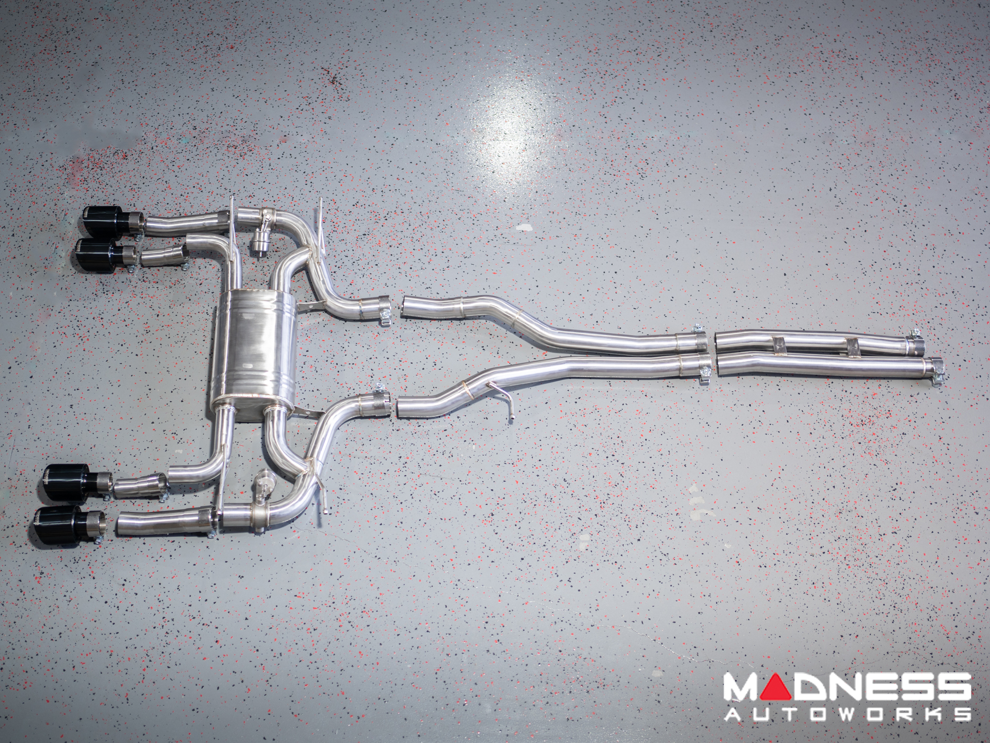 Jaguar F-TYPE Performance Exhaust System - MADNESS - 3.0L V6 - Dual Side Exit - Vacuum Valve Design - Black Chrome Exhaust Tips